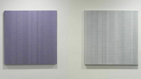 Gianfranco Zappettini, La trama e l'ordito, 2013, resine, wallnet e acrilico, cm 80 x 80, Exhibition view, Courtesy Galleria Allegra Ravizza Lugano (dettaglio)