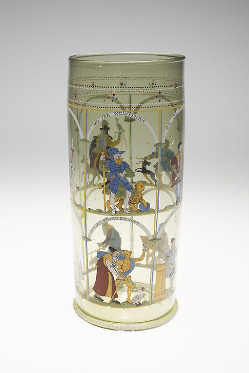 Bohemia or Germany, Beaker (Humpen) with the Ages of Man, c. 1600