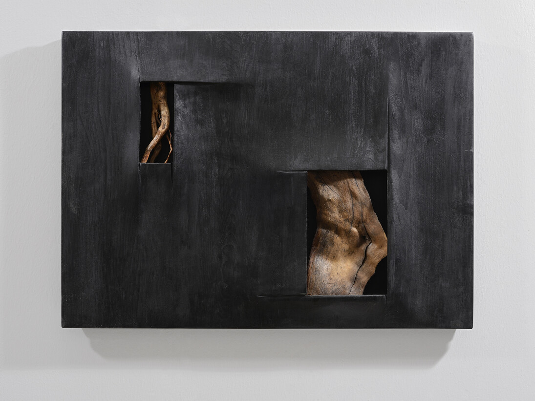 Hermann Josef Runggaldier, Le mie radici, 2015, legno di tiglio, acrilico, 51 x 72 cm
