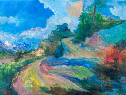Paolo Salvati, Paesaggio di montagna, olio su tela, 50x70 cm, 1996
