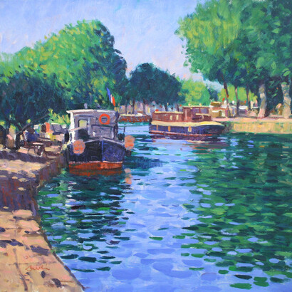 George Devlin, Canal du Midi, oil on canvas, 81 x 86 cm