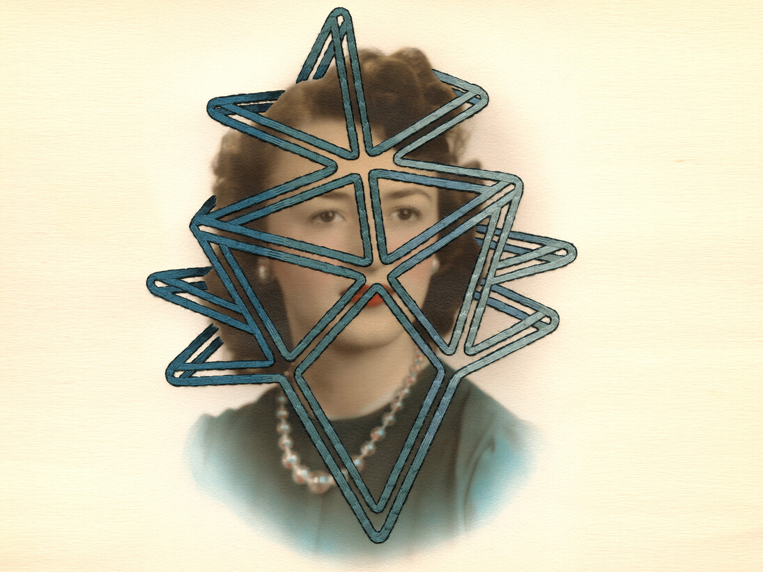 Julie Cockburn, Donna, 2014, Hand embroidery on found photograph, 25.4cm x 20.3cm, © Julie Cockburn, Courtesy of Flowers Gallery London and New York