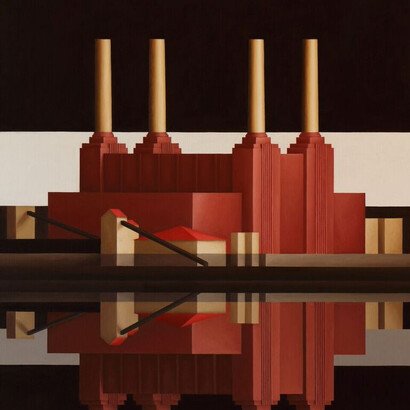 Renny Tait, Battersea, Reflection White Stripe, 2017, Oil on canvas, (c) Renny Tait, Courtesy of Flowers Gallery London and New York
  