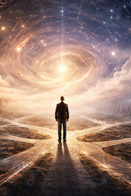 A solitary figure stands at the crossroads of modernity, choosing autonomy amid systems that demand obedience