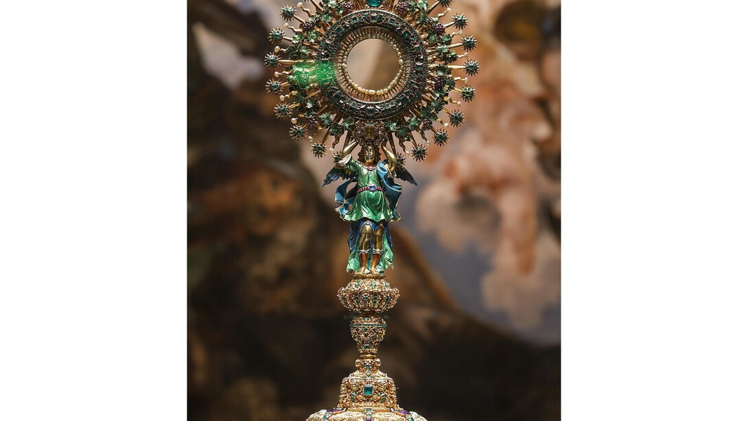 Imagen de la obra en sala. Custodia de la iglesia de San Ignacio de Bogotá, conocida como “La Lechuga”. José de Galaz Bogotá, D.C., Colombia. Colección de Arte – Banco de la República. © Museo Nacional del Prado