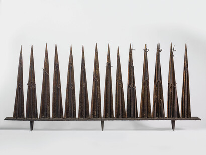 Geoffrey Clarke, Stations of the Cross, 1952, Iron and Brass, 72.2 x 159.2 x 14.4 cm, Unique, Courtesy of Pangolin London