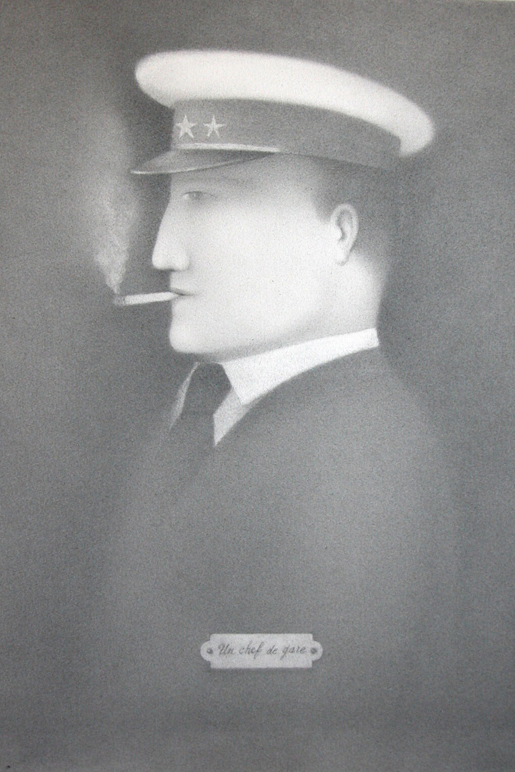 Georges Bru, Un chef de gare, 2011, Crayon sur papier, 60 x 45 cm, Courtesy Galerie Polysémie