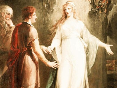 Calypso receives Telemachus and Mentor in Homer's poem the Odyssey