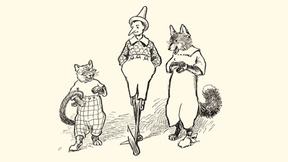 Charles Copeland, Pinocchio con il Gatto e la Volpe, illustrazione del libro di Carlo Collodi tradotto per la Clark Co. Limited, Toronto, 1904