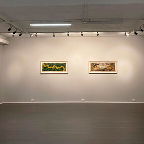 Beatriz Uribe Vélez, Puntada sin dedal, vista de exhibición. Cortesía de la La Balsa Arte 