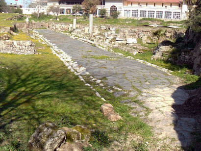 Roman road in the urban fabric of Tarsus, Mersin Province in Turkey