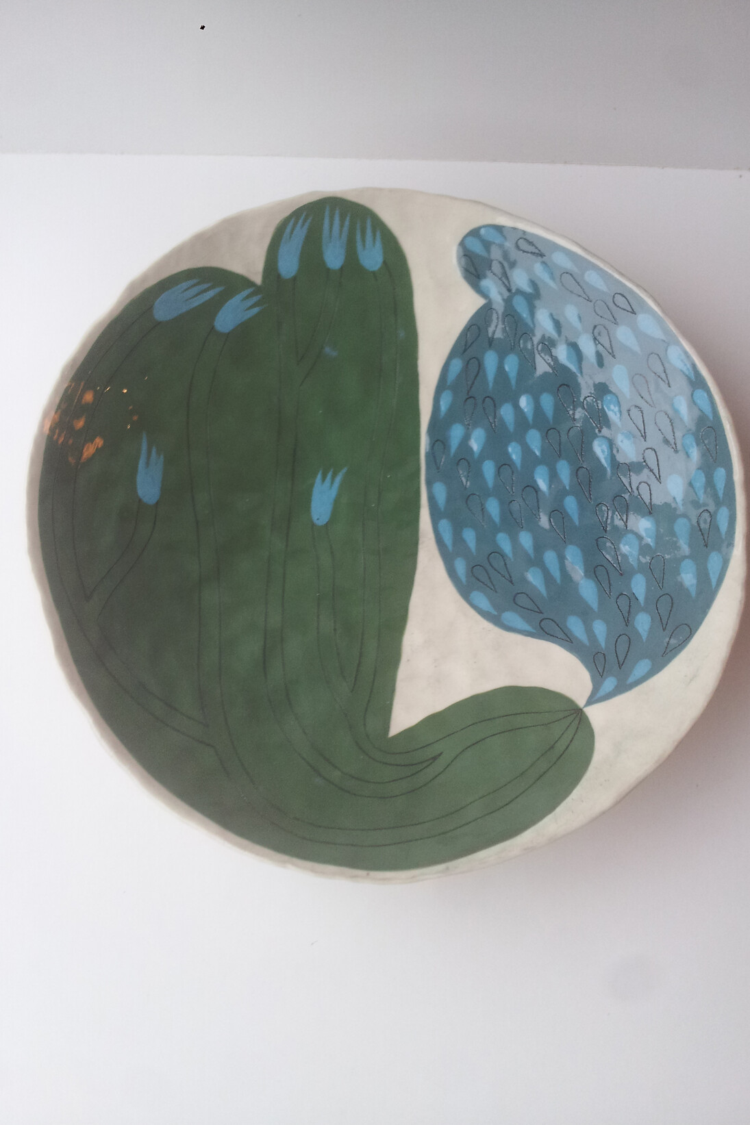 Andrew Ludick, Green & Blue Abstract Bowl