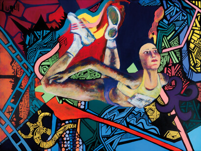 Montserrat Urgell, Free Fall, Acrylic on canvas, 120 x 90 cm