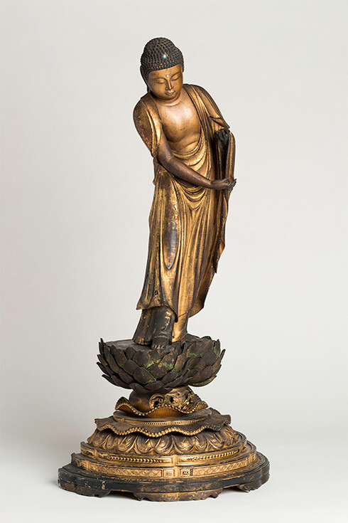 Bowing Buddha, Japan, Edo period, 17th-18th century, Gilt wood, 28 x 14 x 9 in. Vanessa and Henry Cornell Collection. Photography by Ylva Erevall Photography