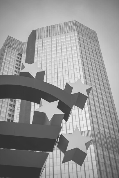 The colossal Euro sign prominently displayed in front of the European Central Bank stands as an iconic symbol in the heart of Frankfurt am Main, Germany