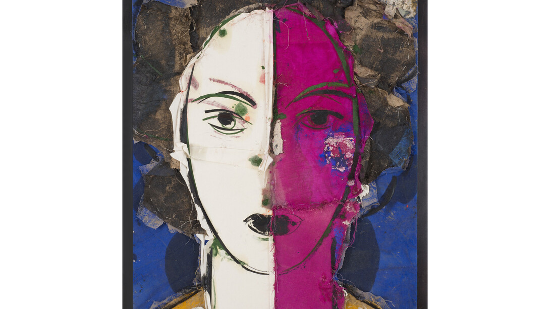 Valdés, Manolo, Yvette, 2014, oil on burlap, 65 x 47 in., 165.1 x 119.4 cm, Image © Manolo Valdés, courtesy Marlborough Gallery, New York
