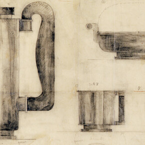 Entwurf für ein Kaffeeservice aus Silber und Elfenbein, Wolfgang Tümpel (1903-1978)1929Halle / Burg Giebichenstein Blei 62 x 44,5 cm