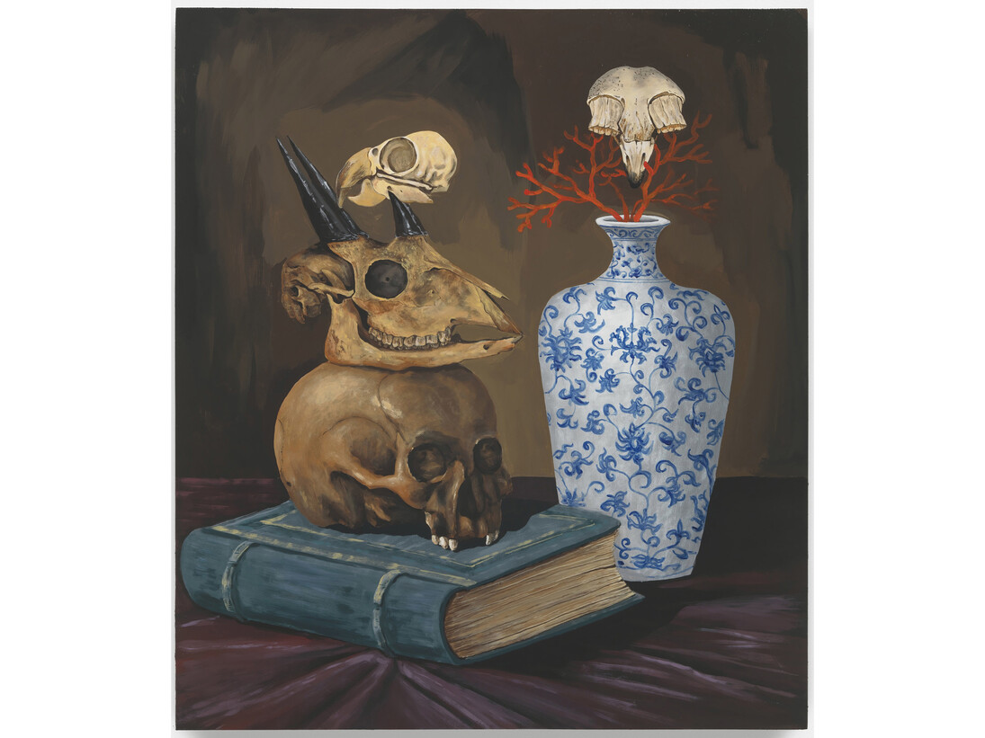 Djordje Ozbolt, Me and My Pets, 2014, Acrylic on icon board, 79.9 x 69.9 x 3.5 cm / 31 1/2 x 27 1/2 x 1 3/8 in © Djordje Ozbolt. Courtesy the artist and Hauser & Wirth