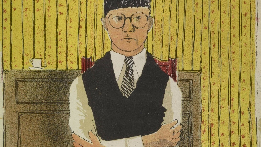 David Hockney, “Self Portrait”, 1954, Lithograph in five colours, 11 12 x 10 14”, Edition of 5 (approximately), © David Hockney
