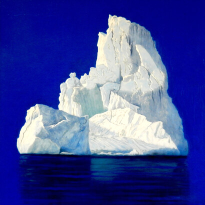 Carlo Ferrari, Ultimo Ghiaccio in blu, 2018, olio su tela, cm. 70x70
