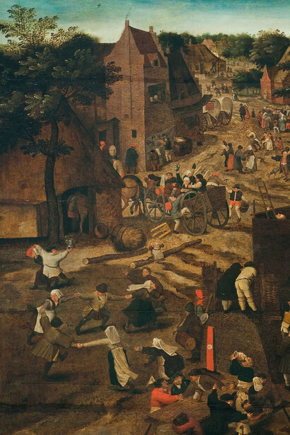 Pieter Brueghel el Joven: Una feria de pueblo (Festival de pueblo en honor a San Huberto y San Antonio), entre 1564 y 1638 (detalle)