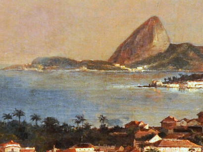Arte de Victor Meirelles - Estudo para o Panorama do Rio de Janeiro (Entrada da Barra, 1885)