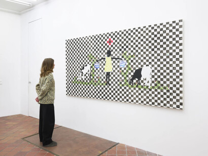 Saïdou Dicko, Où la terre et le ciel se croisent, vue de l'exposition. Avec l'aimable autorisation de la galerie Afikaris
