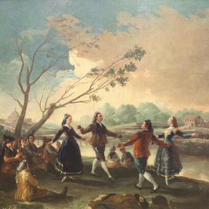 Baile a orillas del Manzanares, Francisco de Goya, Óleo sobre lienzo, 272 x 295 cm, 1776 - 1777, Madrid, Museo Nacional del Prado