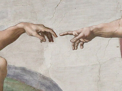Alla scoperta di Dio attraverso l'analisi di Kurt Gödel. Dettaglio La creazione di Adamo, Michelangelo, Cappella Sistina, Roma