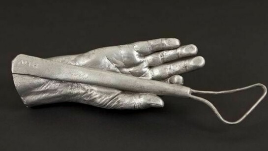 Anna Hyatt Huntington. Hand of Anna Hyatt Huntington, cast 1935. Aluminum; 12 7/8 x 4 9/16 x 2 1/2 in. (32.7 x 11.6 x 6.4 cm).  Collection The Hispanic Society of America, New York, NY (D1013). Photo by Mark Ostrander, courtesy The Wallach Art Gallery