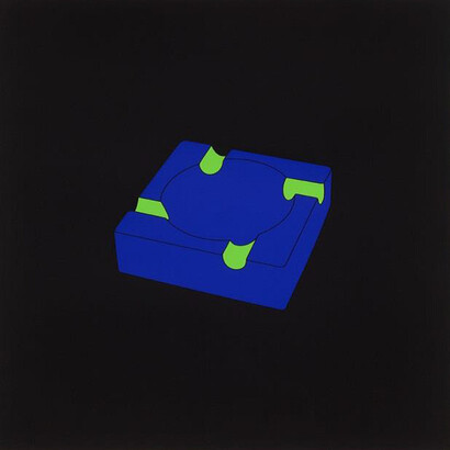 Michael Craig-Martin, Ashtray, 2014, Screenprint in 3 colours plus glaze on Somerset tub sized satin 410gsm paper, Paper and image 50.0 x 50.0 cm, Image Courtesy Michael Craig-Martin and Alan Cristea Gallery, London