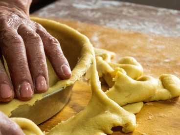 Preparing a pie crust by hand brings simple ingredients and practised skill together