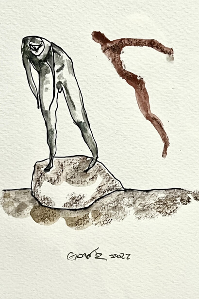 Gronk, Daily watercolor (detail), 2022. Courtesy of Craig Krull Gallery