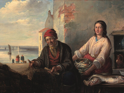 Alfred Green, Mending the Nets, Newhaven, unknown date