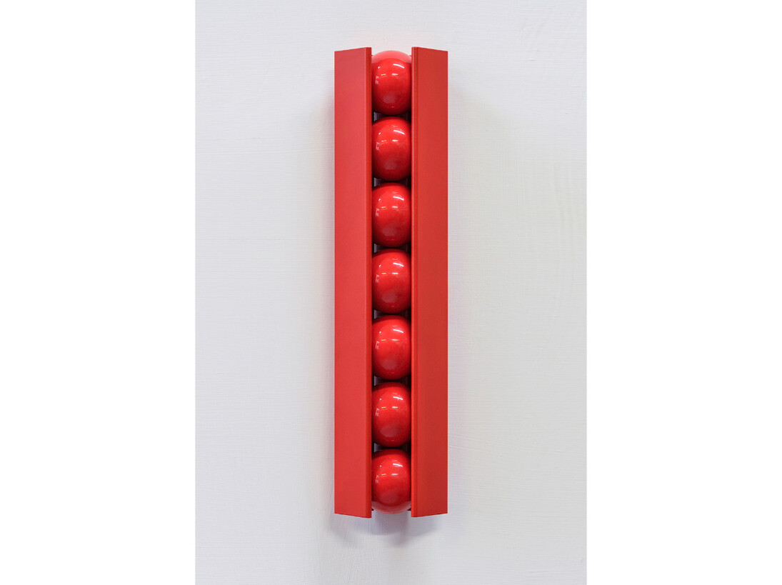 Cedric Christie, Red, 2015, Stove enamelled stainless steel, Photograph by Paul Tucker, Courtesy of Flowers Gallery London and New York