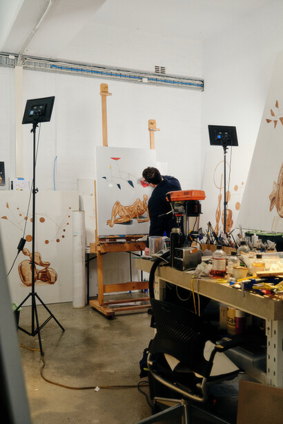 Sam Cranstoun in his studio, 2026. Image courtesy the artist and Sullivan+Strumpf. Photography by Phillip Huynh