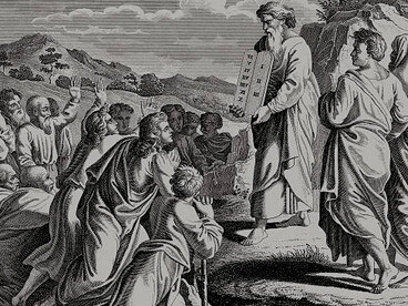 Moses with the new tablets of the covenant (Exodus 34), illustration