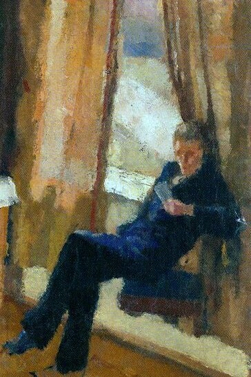 "Andreas leyendo", Edvard Munch, óleo sobre cartón, 1882-83