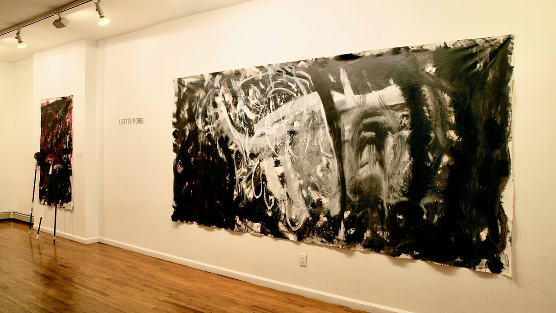 Exploring Conceptual Possibilities, 2023, installation view: Lisette Morel, “Medusa, Yemaya and Me”, Far Left, “Mi Eructo Caprichoso / My Impulsive Whim and My Mops”. Photo by Christian Carone. Courtesy of Wilmer Jennings Gallery at Kenkeleba