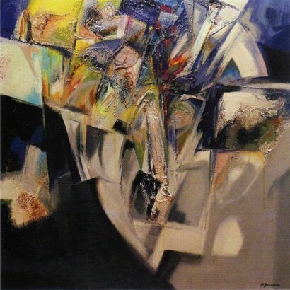 Helder Bandarra, Vibrações, 2013, técnica mista sobre tela, 110 x 110 cm
