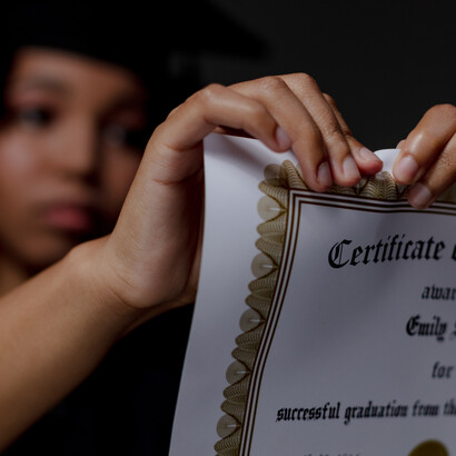 Diploma é manuseado por aluna após parecer falsificado