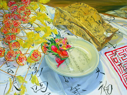 Janet Fish. Dragon Kite, 2007. Oil on canvas, 40 x 50 inches