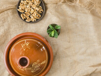 Mint tea and dried fruits accompany a classic North African meal
