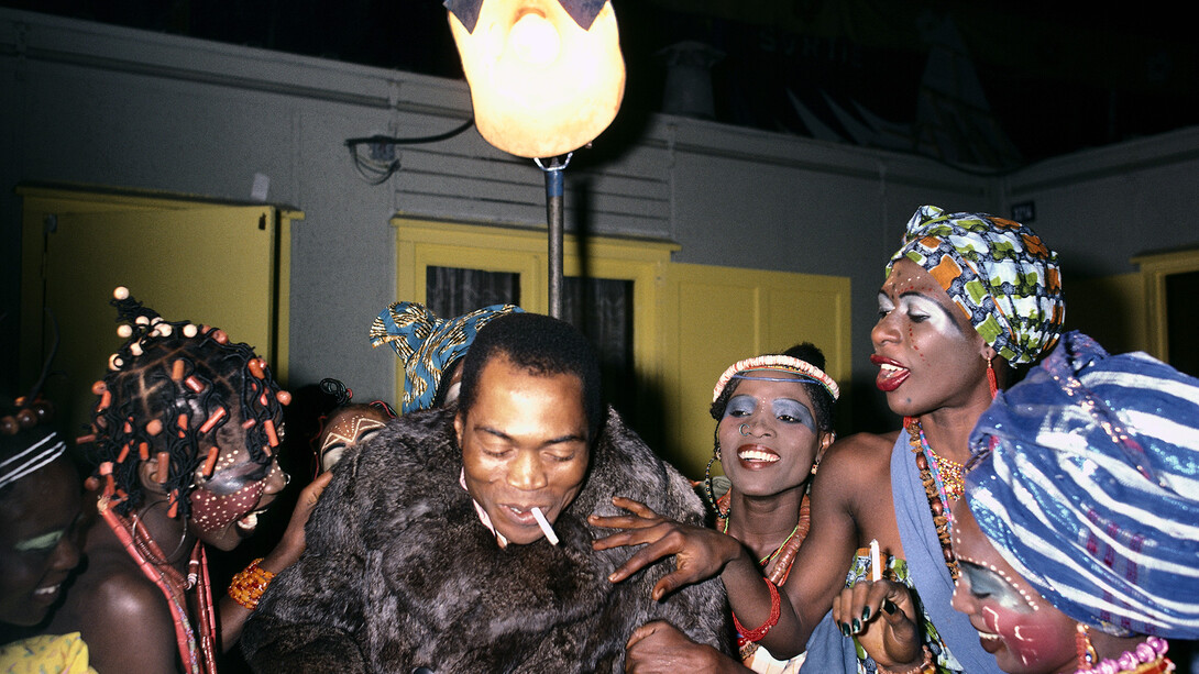 Fela Kuti photographed by Bernard Matussière, reproduced by kind permission of Knitting Factory Records for West Africa: Word, Symbol, Song