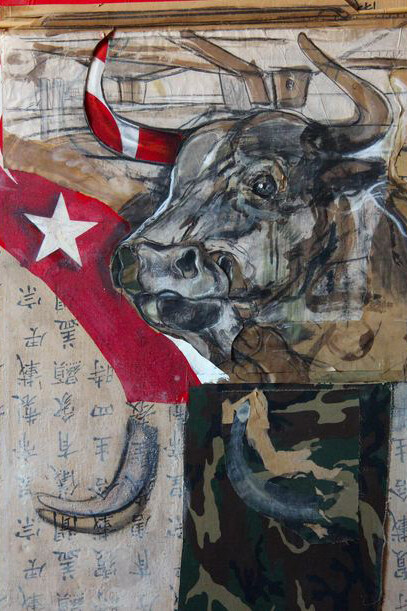 Toro, encausto su tela