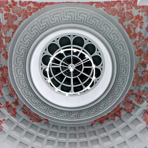 Andrea Jespersen, ‘gaze-following (holding hands)’ [detail], hand-printed analogue gelatin silver print, red ink 
diptych, each 49 cm x 60 cm x 2.5 cm, 2012
