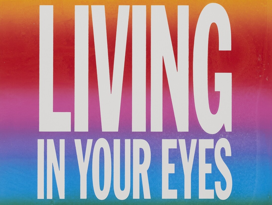 John Giorno, Living in your eyes, 2015, Acrylic on canvas, 101.6 x 101.6 cm, Courtesy of the artist & Elizabeth Dee New York, Copyright Etienne Frossard