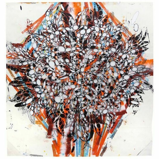Reed Anderson, Unknown Title, 2014, Acrylic and collage on cut paper, 77 x 72 inches