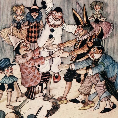 Carlo Collodi, Pinocchio; a tale of a puppet, illustrazione del libro per Chicago, M. A. Donohue & co, di Charles Folkard
