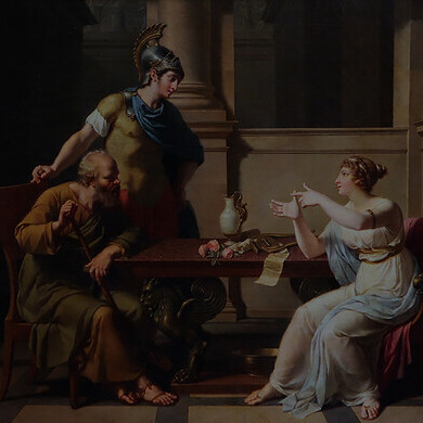 Aspasia Conversing with Socrates and Alcibiades, Nicolas-André Monsiau 